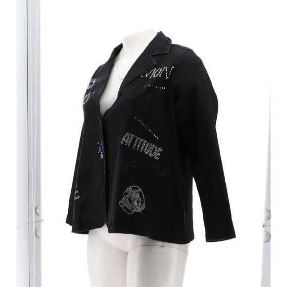 Women with Control Jackets & Blazers - Women with Control My Wonder Denim Heat Sealed Blazer Black A4765220